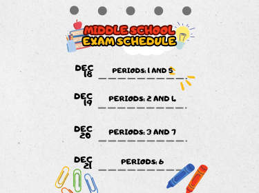  Exam Schedule for Middle School